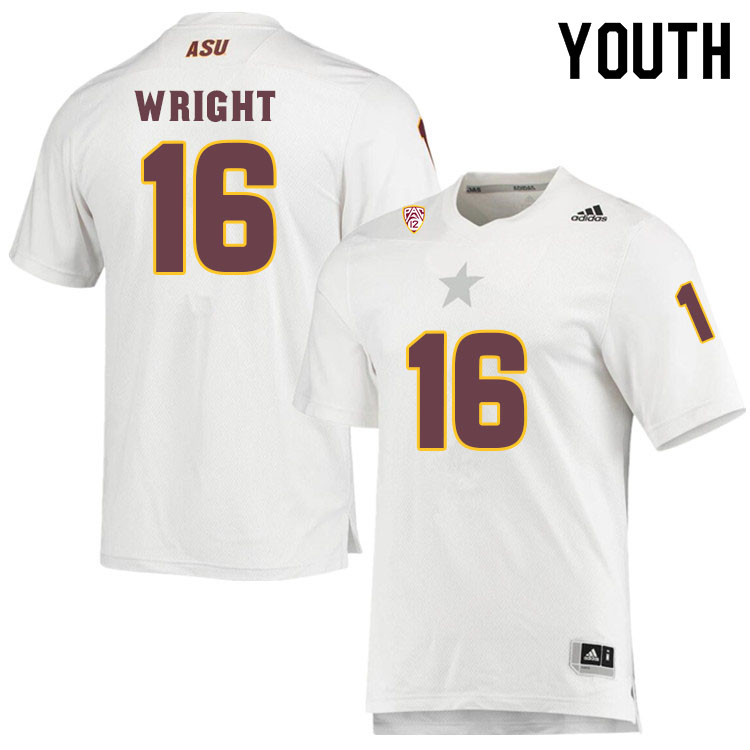 Youth #16 Stephon WrightArizona State Sun Devils College Football Jerseys Sale-White - Click Image to Close